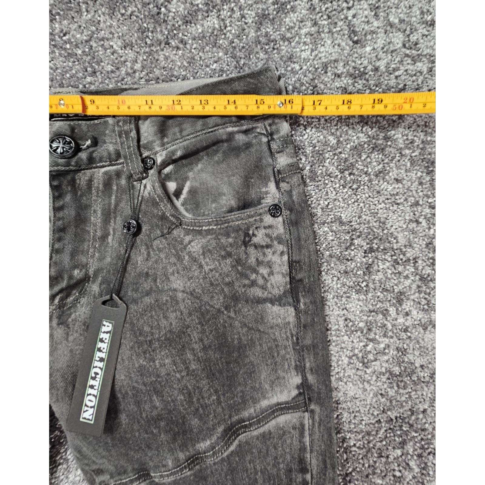 Nwt Affliction Gage Gray Faded Distressed Stretch Denim Jean Mens 30x32 Grunge — image 8 of 8